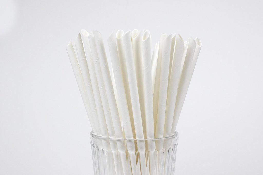 Diagonal Cut Paper Straw (White)