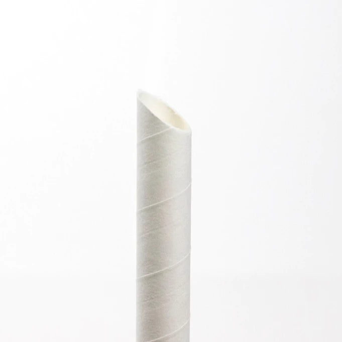 Diagonal Cut Bubble Tea Paper Straw (White)
