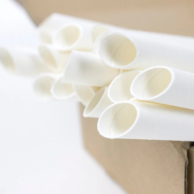 Diagonal Cut Bubble Tea Paper Straw (White)