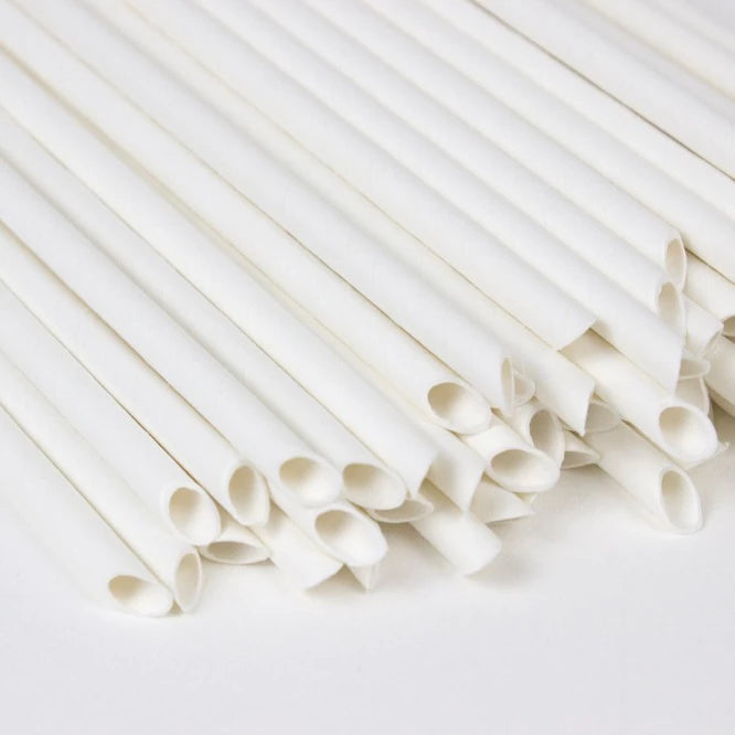 Diagonal Cut Paper Straw (White)